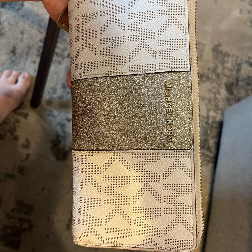 Michael Kors Gold and Cream Wallets with Signature MK Design